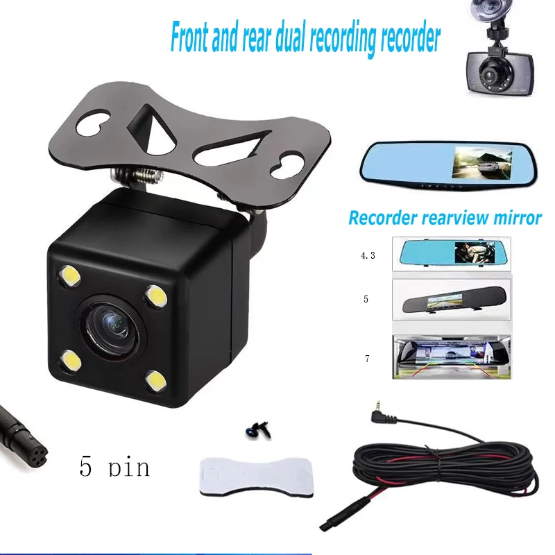 

170 Degree Parking Camera 5 Pin HD Car Rear View Camera Reverse 4LED Night Vision Video Camera Wide Angle For Car Accessories