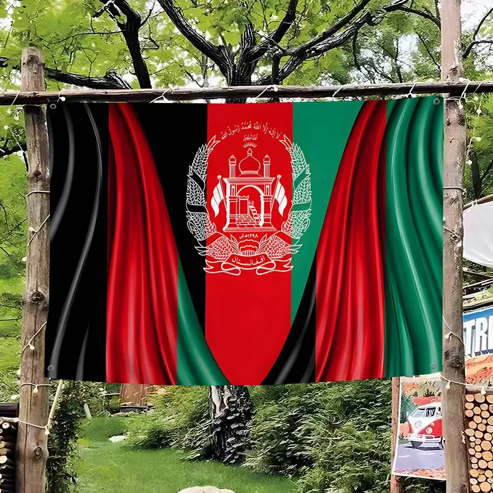 Afghan Afghanistan Flag Anmie Creative Pattern Hanging Flag Polyester Printed Banner Hand Pulled Flag