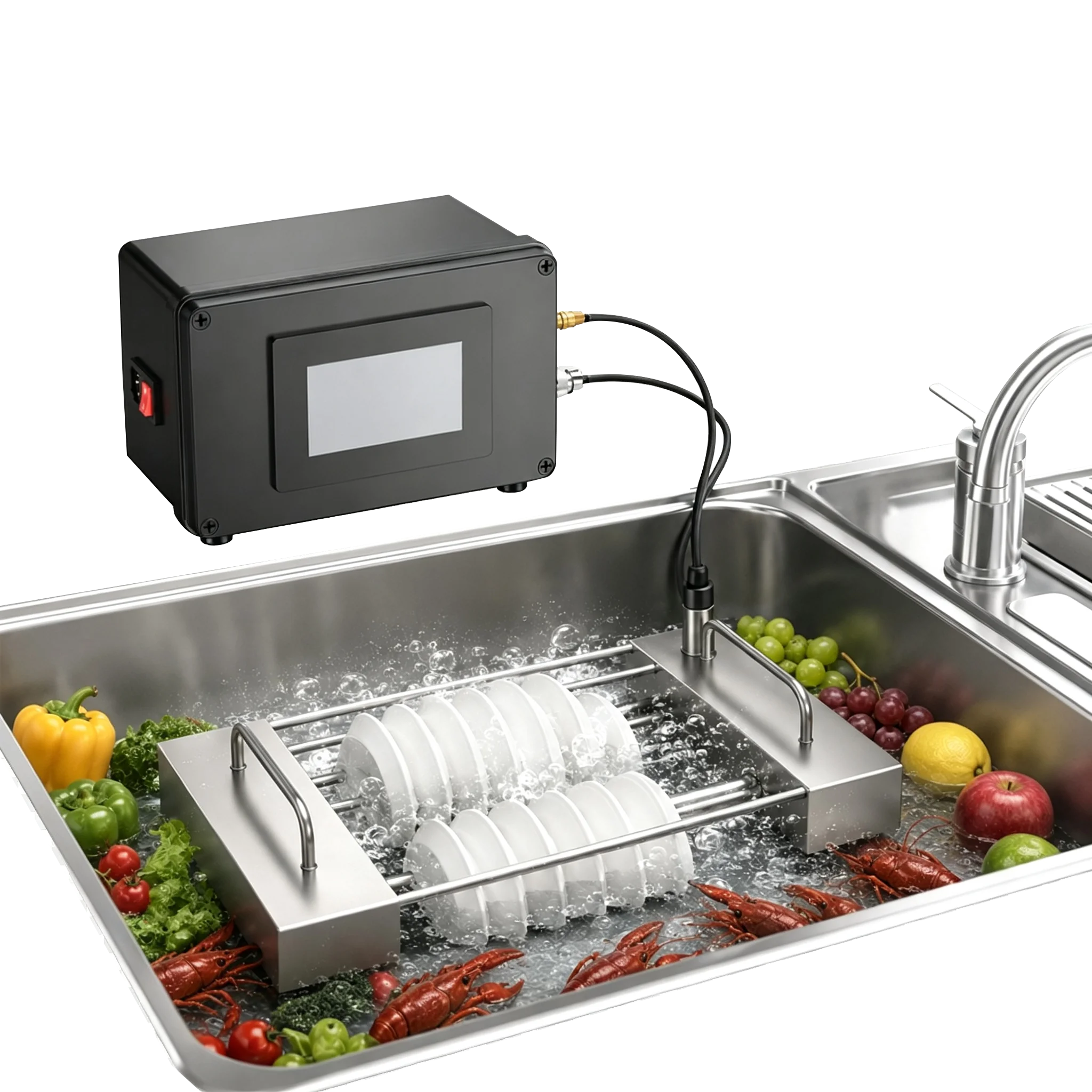 Dual Drive Ultrasonic Dishwasher Bubble Rinse Home Small Automatic Rinse Intelligent Dishwashing and Vegetable Washing Machine