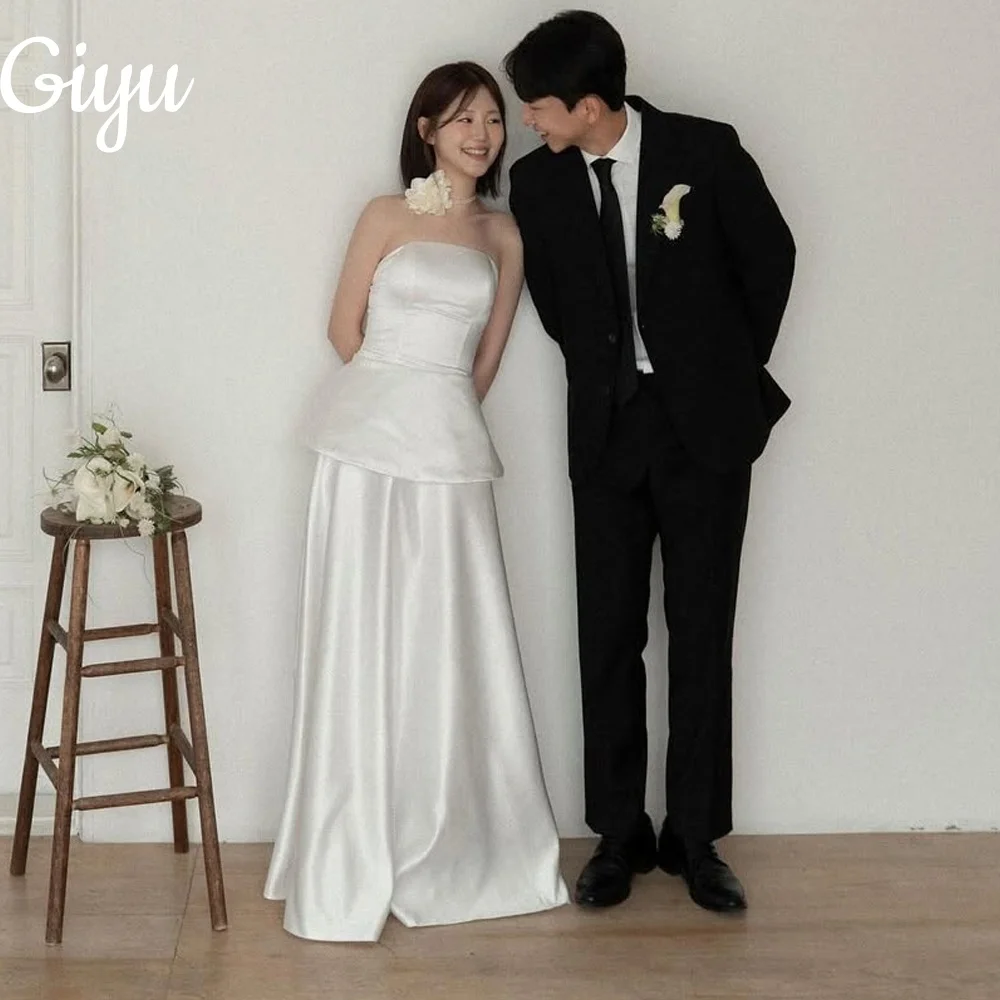 

Giyu New Elegant Strapless Wedding Dresses Soft Stain Sleeveless 웨딩드레스 Bridal Gowns Corest Korea Photoshoot Customized 2025
