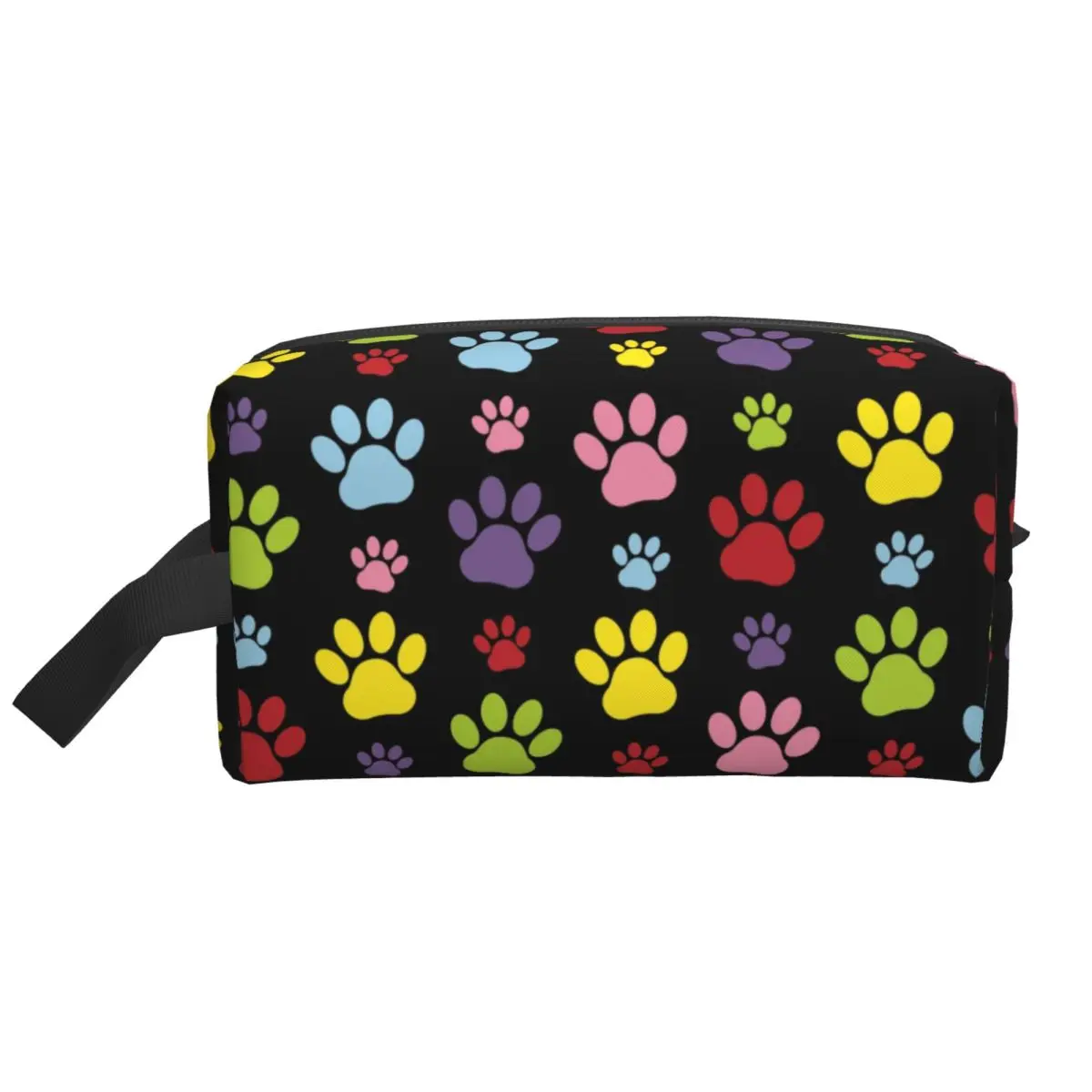 Borsa da toilette personalizzata con motivo a zampe colorate per stampe di zampe di cane organizzatore di trucco cosmetico per animali domestici custodia per Kit Dopp di stoccaggio di bellezza per signora