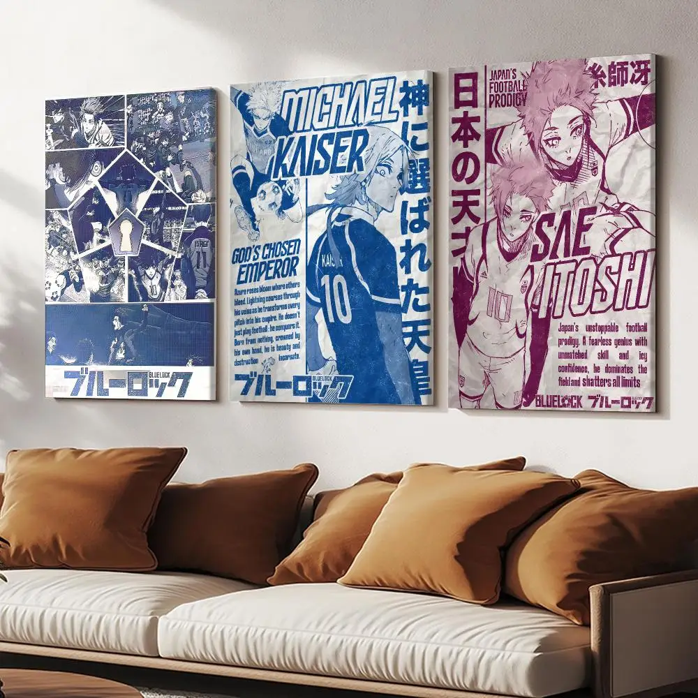 Manga Collage B-Blue Lock Painting Calligraphy Wood Framed Canvas Poster HD Wall Art Bedroom Bar Office Home Decor