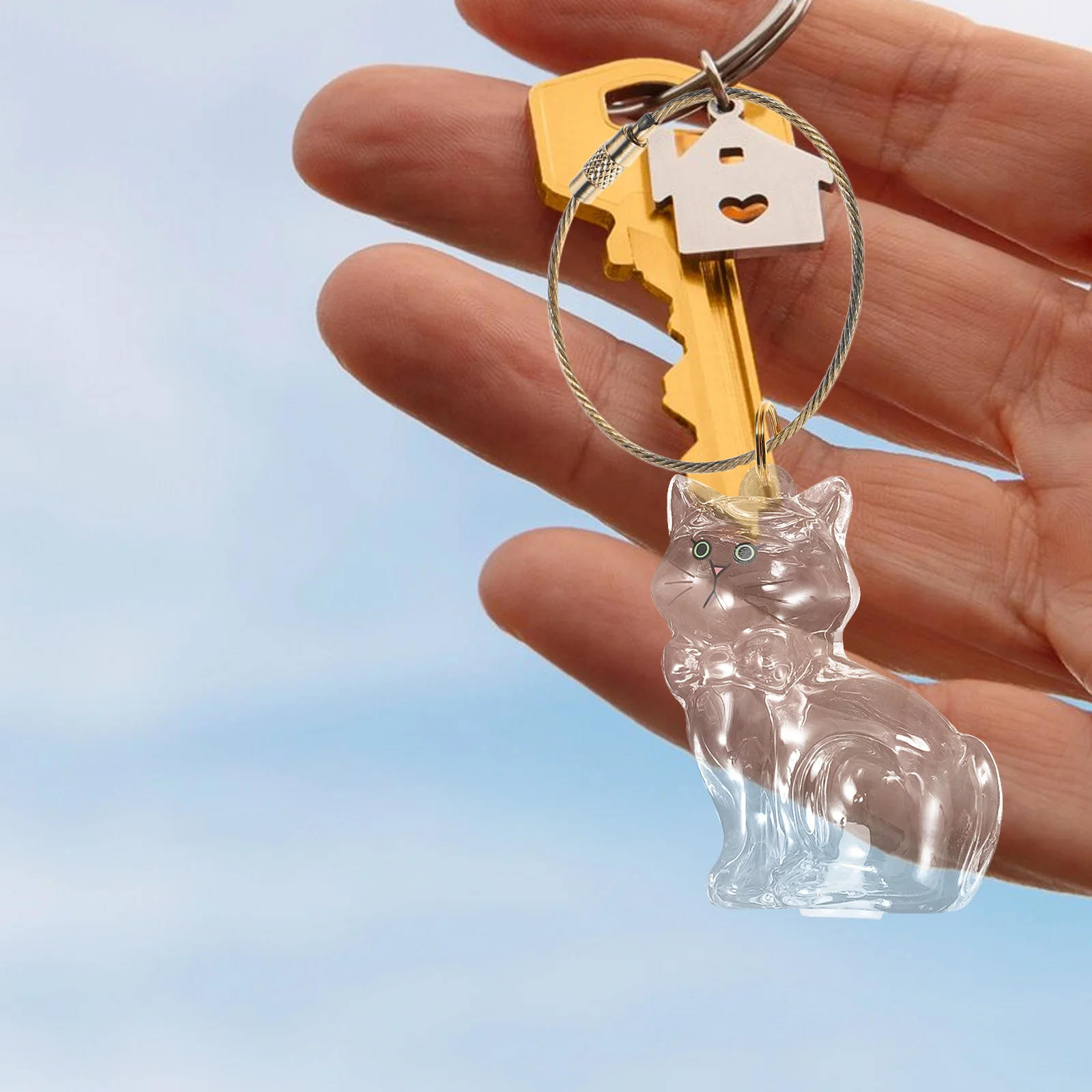 

Cat Hair Storage Keychain Clear Glass Keepsake Jar Memorial Pendant for Pet Owners Handbag Backpack Clear Glass Cat Keychain