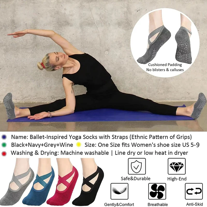Frauen Hohe Qualität Atmungsaktive Yoga Socken Silikon Non-Slip Bandage Pilates Socke Damen Ballett Tanz Fitness Workout Baumwolle Socken – Detail 12