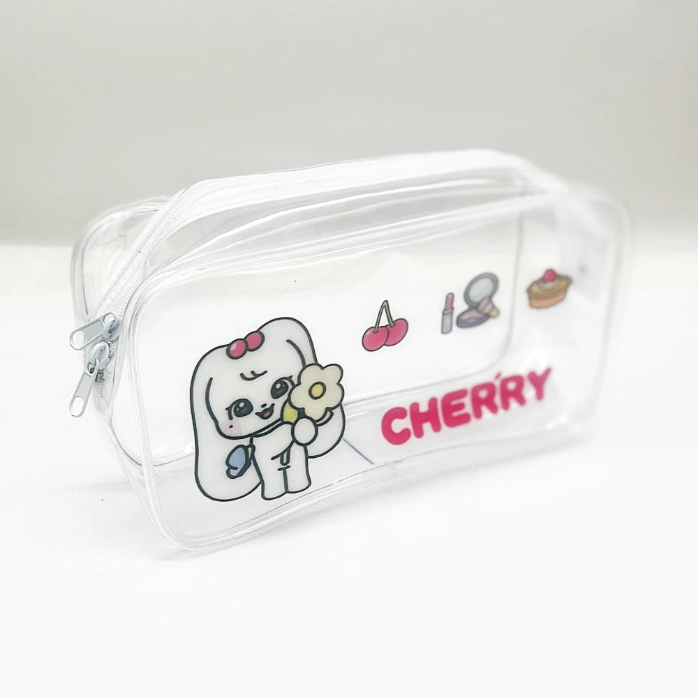 الحيوان الإبداعية مقلمة حقيبة أدوات مكتبية 19*10*6.5 سنتيمتر الكرتون بولي كلوريد الفينيل شفافة حقيبة التخزين حقيبة مستحضرات التجميل Wonyoung Yujin Rei Gaeul Leeseo Liz Kpop