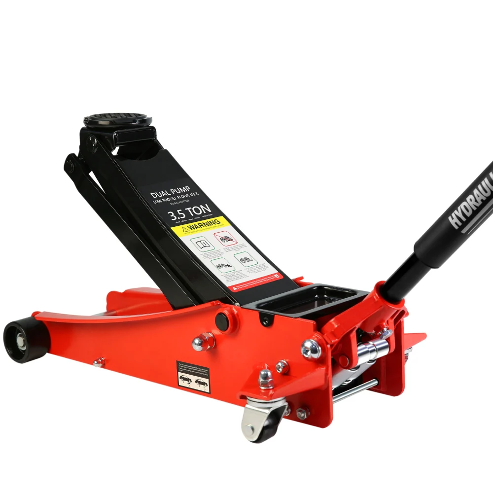 Floor Jack, 3.5 Ton Low Profile Floor Jack, Heavy-Duty Steel Racing Floor Jack with dual Piston Quick Lift Pump, Floor Jack