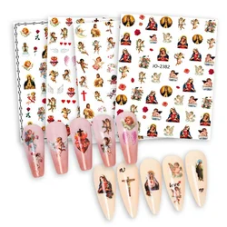Women Nail Art Sticker New Female Deity Pattern INS Style Retro Cupid Angel Wings Nail DIY Decoration Decal