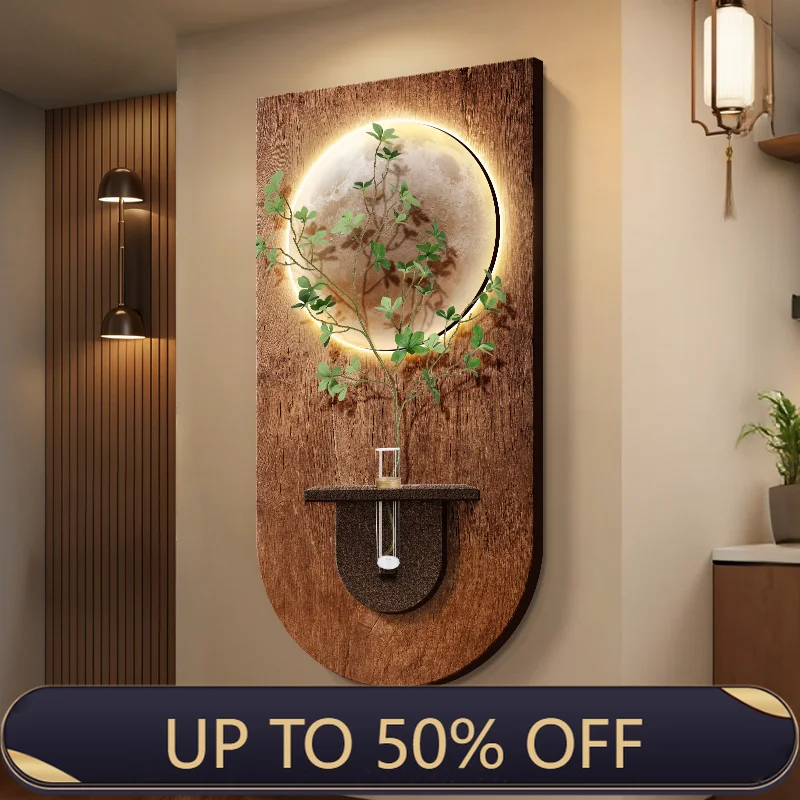 Entrance Decoration Log Color Wall Lamps Green Plant Corridor Hallway Modern Hanging Painting High-end Living Room Mural Lights