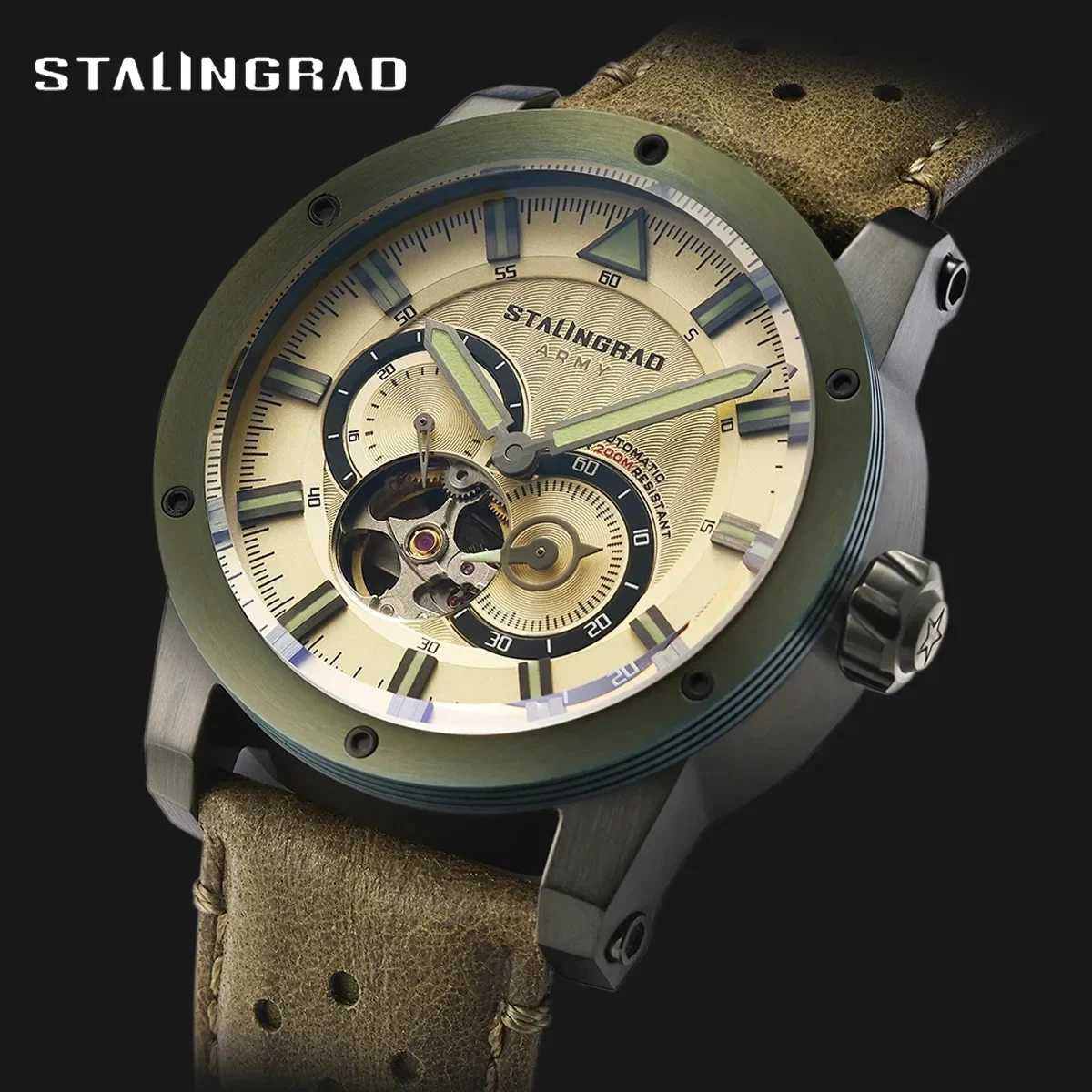 Stalingrad Outdoor Adventure Men\'s Watch With Tourbillon Movement Sapphire Glass 316L Steel 100M Waterproof Stylish Timepiece