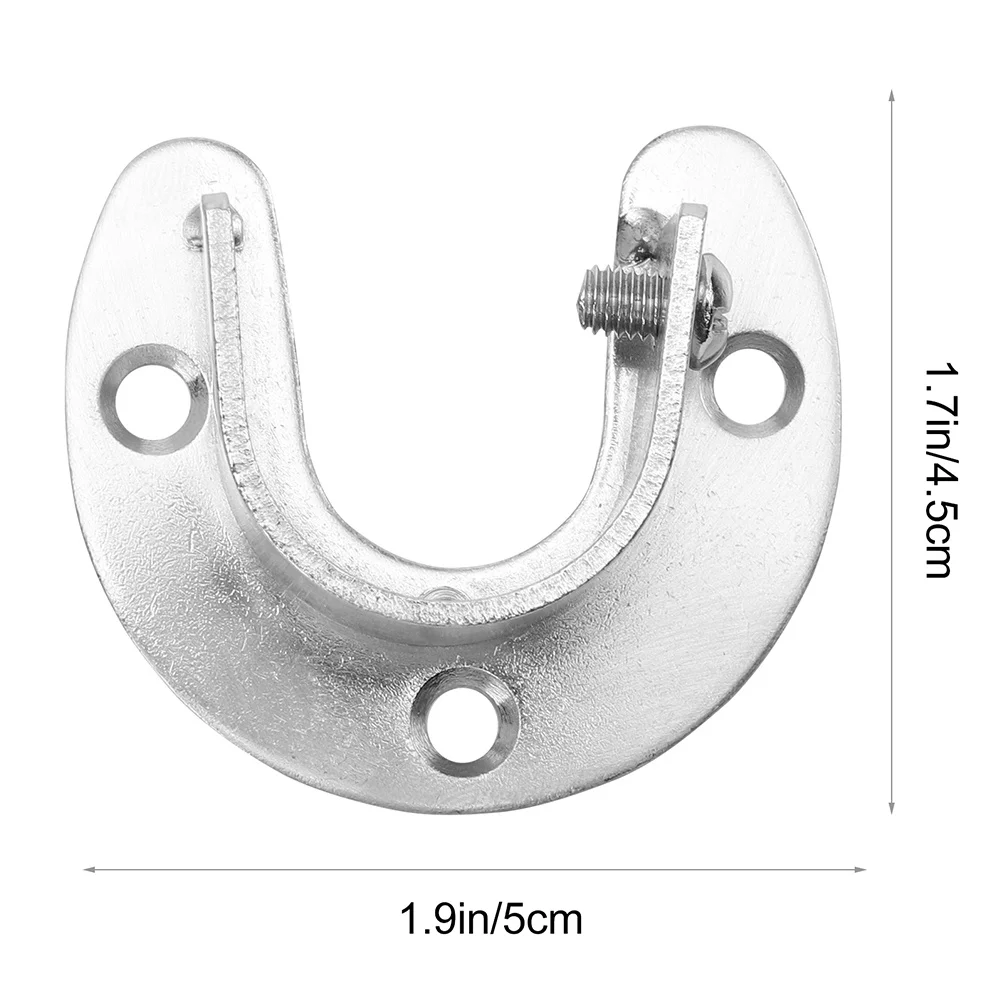 2pcs Stainless Steel Closet Rod Socket Half-Opening Design Side Screw Fixing Wide Application Wardrobe Pole Support Bracket