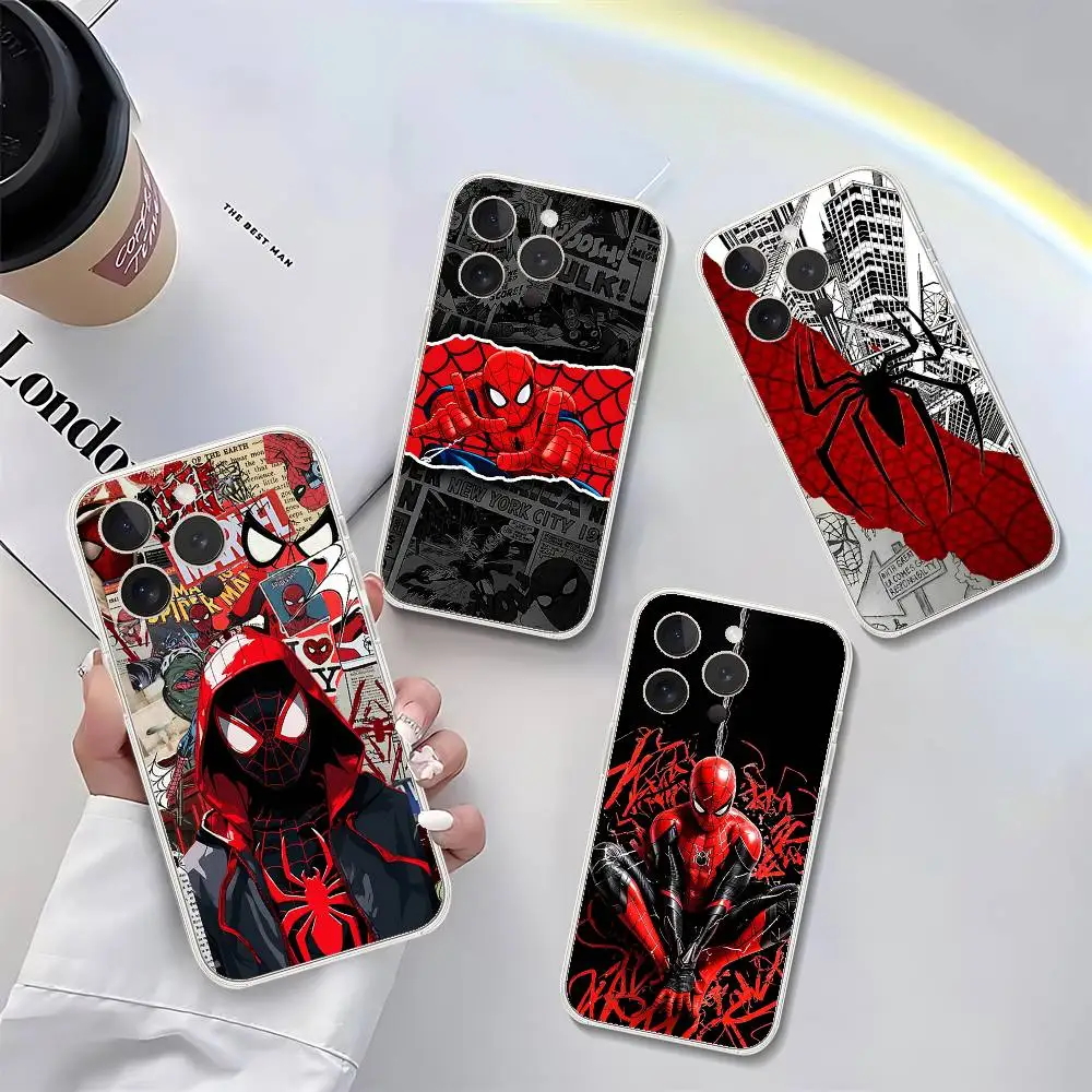 Прозрачный чехол Cool-Marvel-S-spider-Man-S для iPhone 17, 16, 15, 11, 13, 14 Pro Max, 7, 8 Plus, X, Xr, Xs Max, 16 Pro, 12 Mini