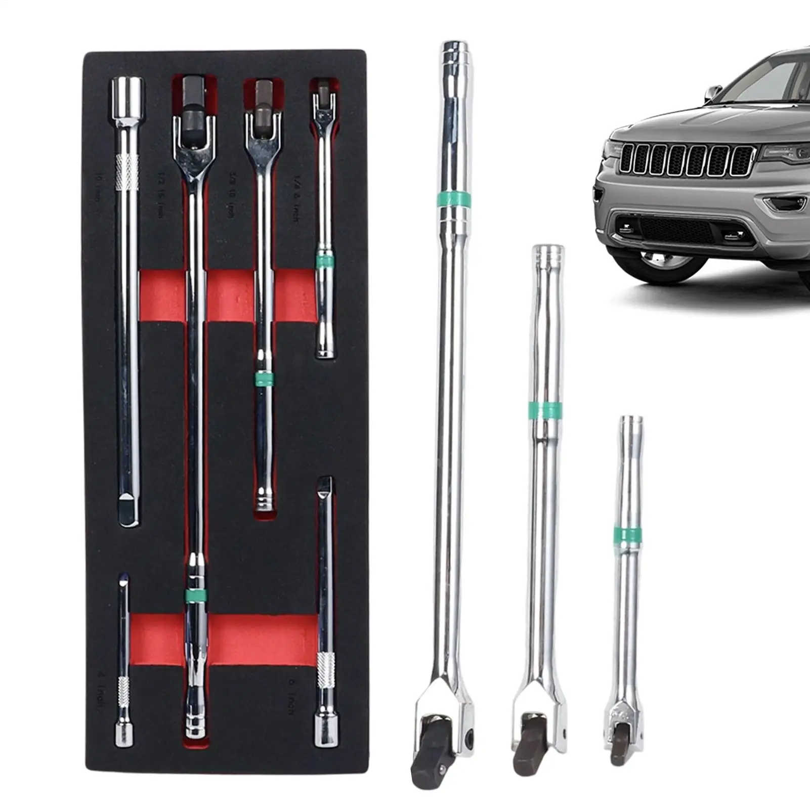 3/8 Breaker Bar 6 Pieces 1/4in 3/8in 1/2in Drive Heavy Duty Tools Auto Repair Tools With Storage Case For Motorcycle Maintenance