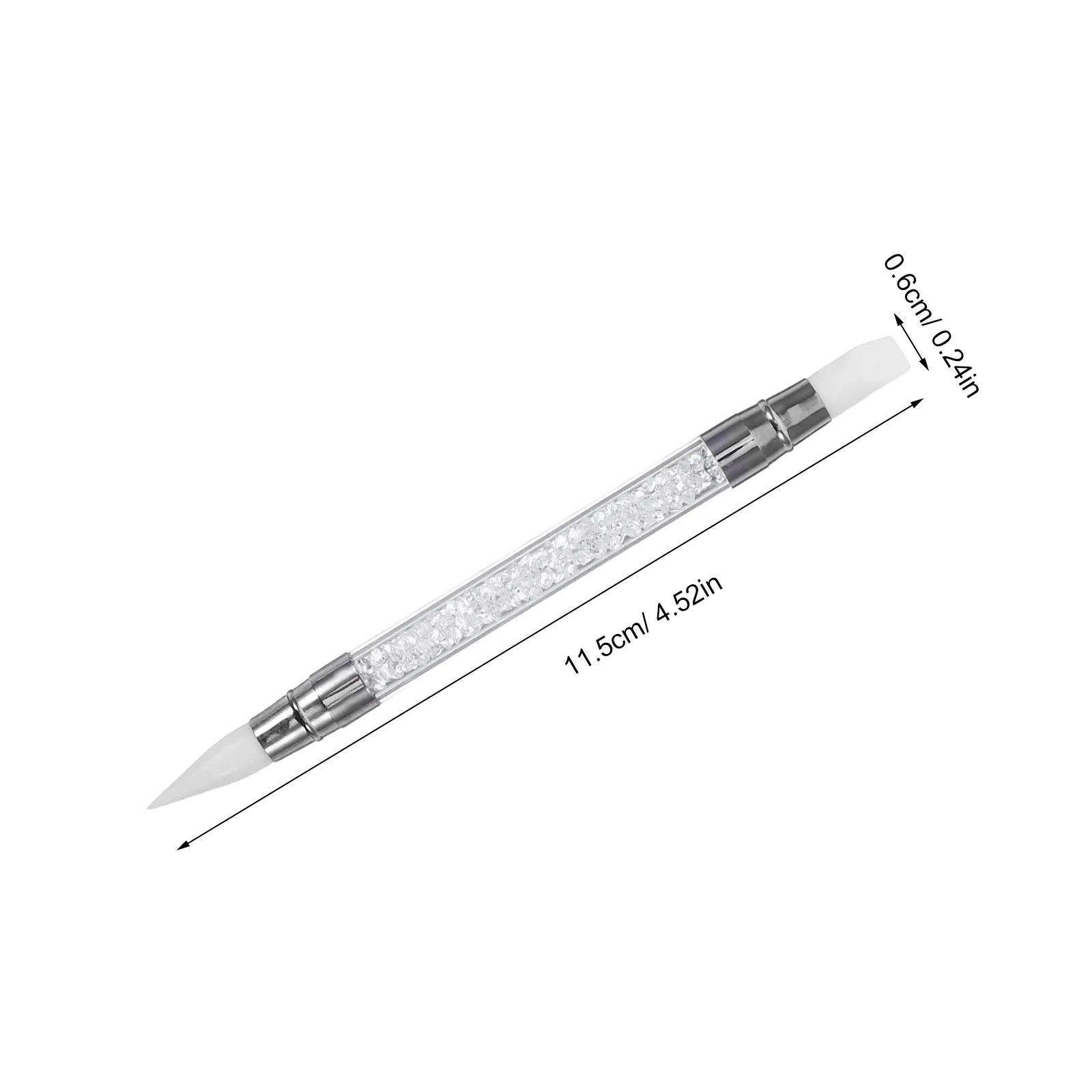 10Pcs Nail Art Tools Pen Ergonomic Acrylic Handle with Flexible Silicone Tips for Nail Carving Dotting Foil Powder Application