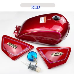 Motorcycle Fuel Tank With Side Cover Oil Tap Set For Haojue Suzuki Lifan Qianjiang GN125 HJ125 GN 125cc-150cc Metal Gas Box