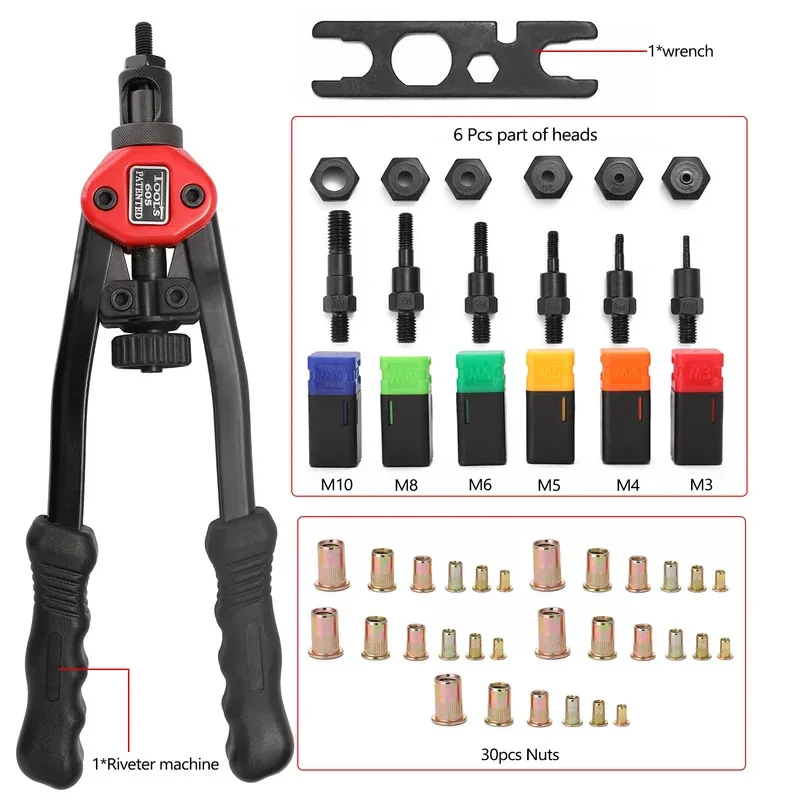 Hand Threaded Rivet Nuts Guns Riveter of Sleeve Nuts Rivnut Tool For Auto M3/M4/M5/M6/M8 Hand Riveter BT-606 Manual Rivet Tools
