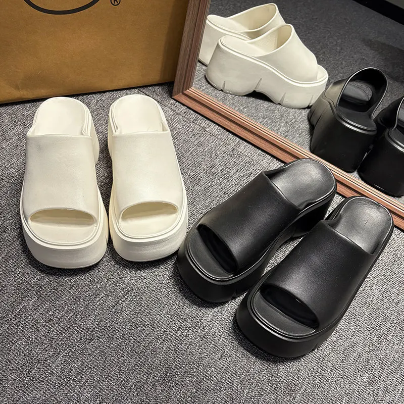 Damen Plateau-Sandalen mit dicker Sohle, EVA, rutschfest, weiche Sohle, Keilabsatz, Slides, Sommer, Strand, Hausschuhe