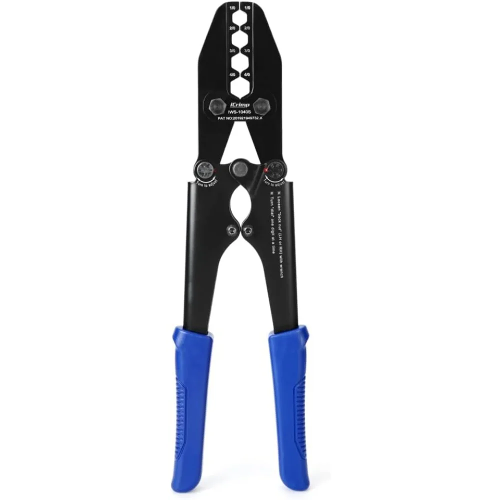 Heavy Duty Battery Cable Lug Crimping Tool for 1/0 to 4/0 Gauge, Ergonomic Anti-Slip Handle, Durable Steel Construction