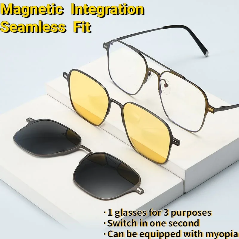 

Metal Optical Glasses Anti Blue Light Men Prescription Eyeglasses Frame Myopia Polarized Magnet Clip On Sunglasses