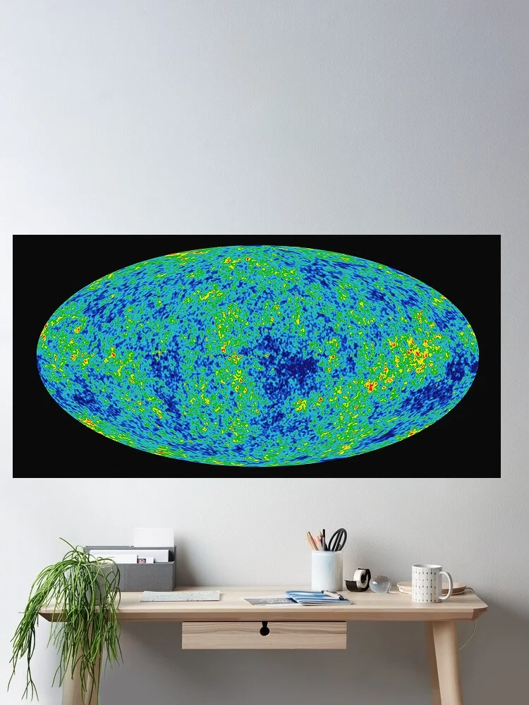 Cosmic Microwave Background Radiation Full Sky Space Photo, Art Print Canvas Poster, Living Room Decor, Home Wall Picture
