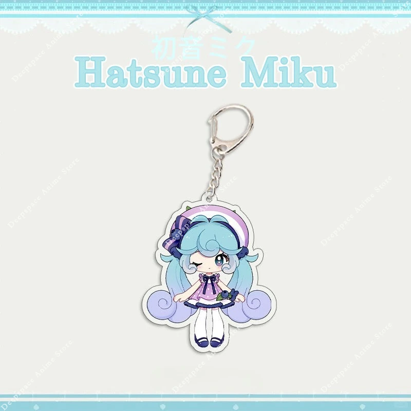 Kawaii هاتسون ميكو الكرتون سلسلة مفاتيح مصنوعة من الأكريليك أنيمي حقيبة إكسسوارات جذابة لطيف على ظهره قلادة كيرينغ للطلاب الحقائب المدرسية