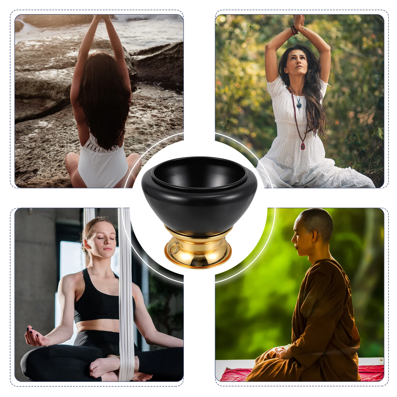

Buddha Sound Bowl Ornaments Yoga Gifts Decorate Sing Singing Copper Child Black
