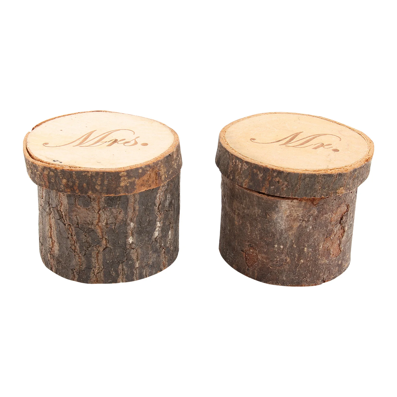 2Pcs Wooden Wedding Ring Box Rustic Vintage Chic Mr Mrs Printed Ring Pillow Bearer for Wedding Ceremony