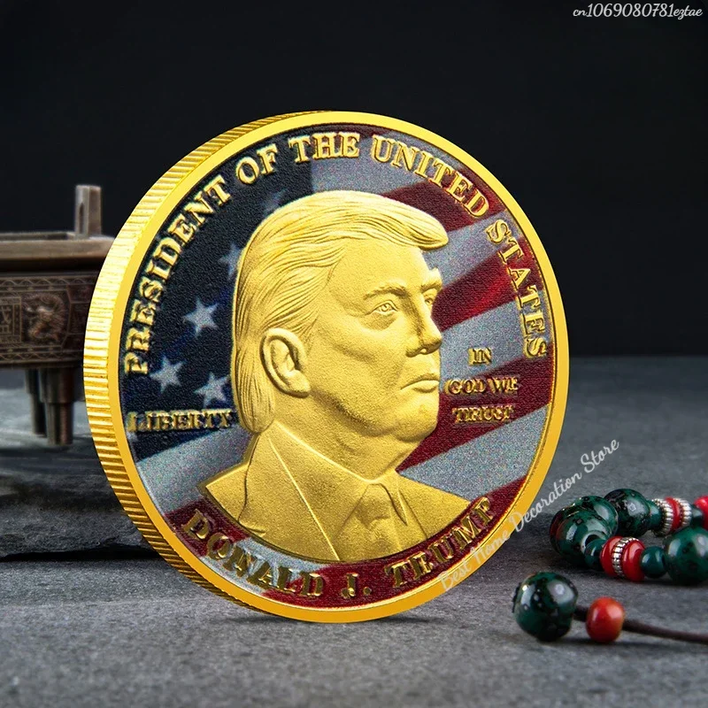 President of The United States Donald J. Trump Challenge Coin Souvenirs and Gifts Gold Plated Commemorative Coins