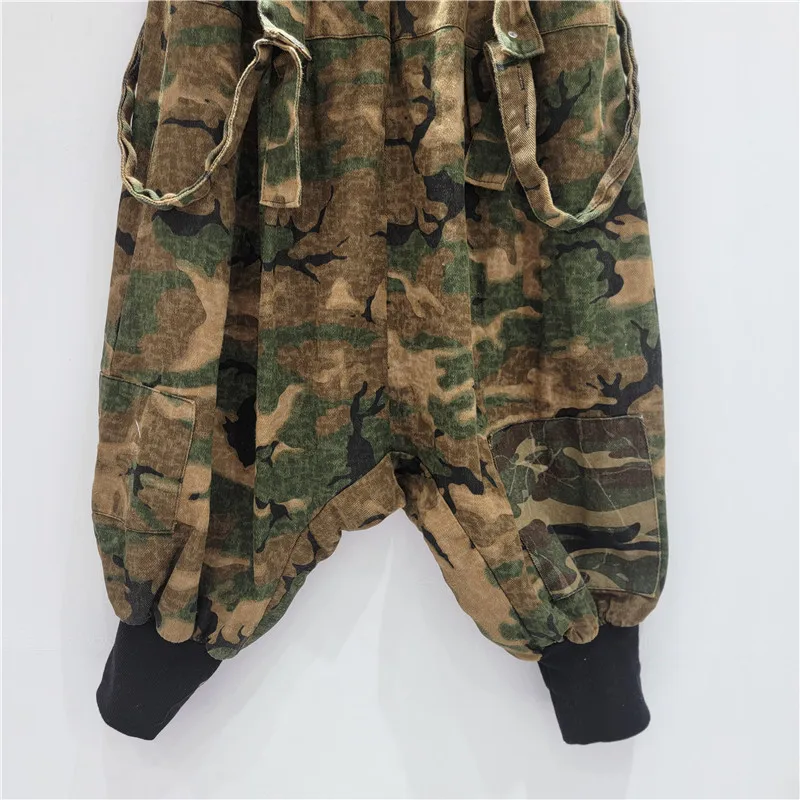 Tannt calça feminina moda vintage de cintura alta camuflagem harem jeans para mulher casual impressão longa harem calças 2025 novo