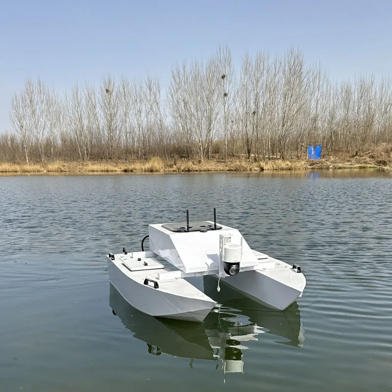 RC Catamaran Alloy Unmanned Boat Sampling Surveying Intelligent Boat Long-distance Remote Control Catamaran Finished Boat Model