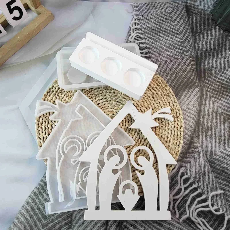 Skeleton House in Villain Prayer Candle Insert Silicone Mold DIY Crafts Ornaments Resin Molds Home Decor Gifts