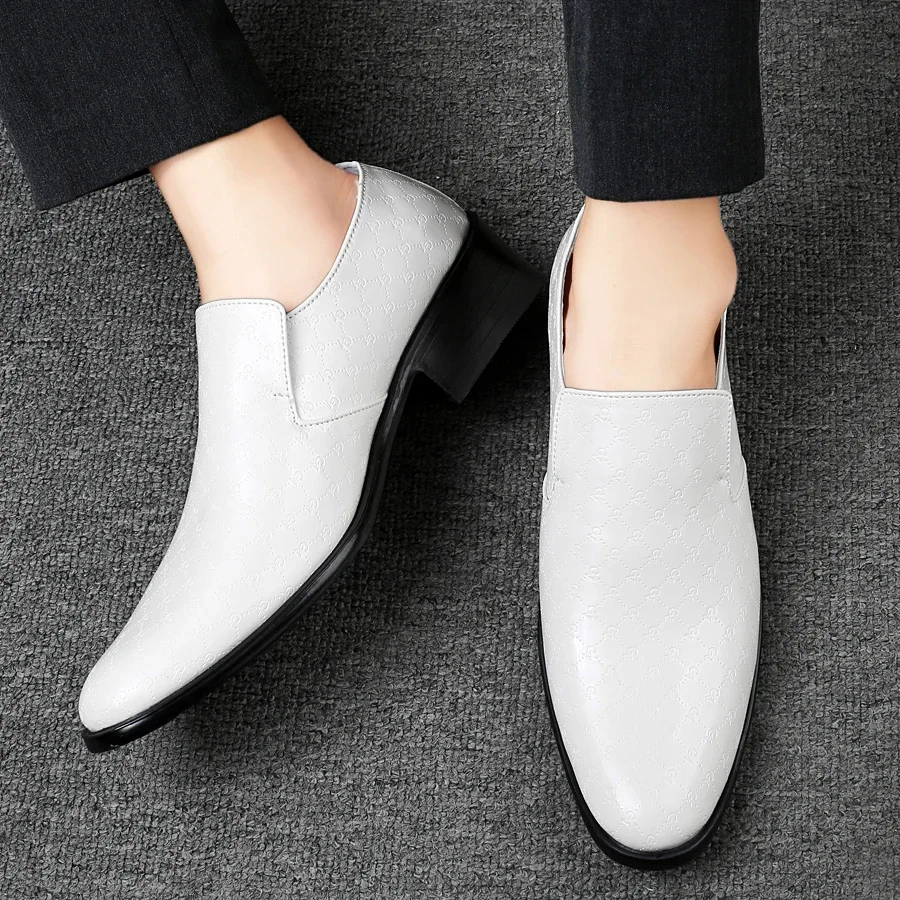 Brand Business Dress Men Shoes Formal Slip On Dress Shoes Men Thick Heel Oxfords High Quality Leather Shoes For Men Lift Loafers image 6