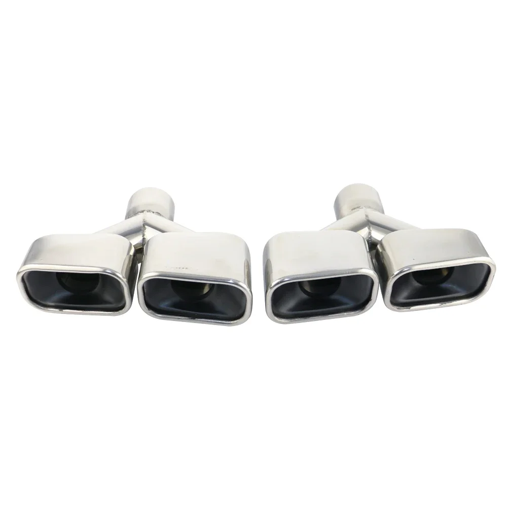 

1pcs Y style Car Dual Exhaust Tip 63mm Inlet Stainless Steel Chrome Silver square Muffler Tail Pipe end Tips