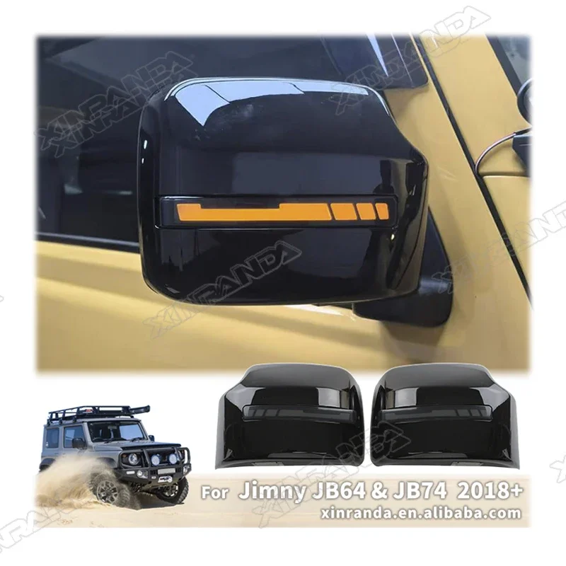 New Arrive Rear View Mirror Cover With LED Turn Lights For Suzuki Jimny JB64 JB74 2023 2024 Buckle Type Rearview Side Mirror Cap