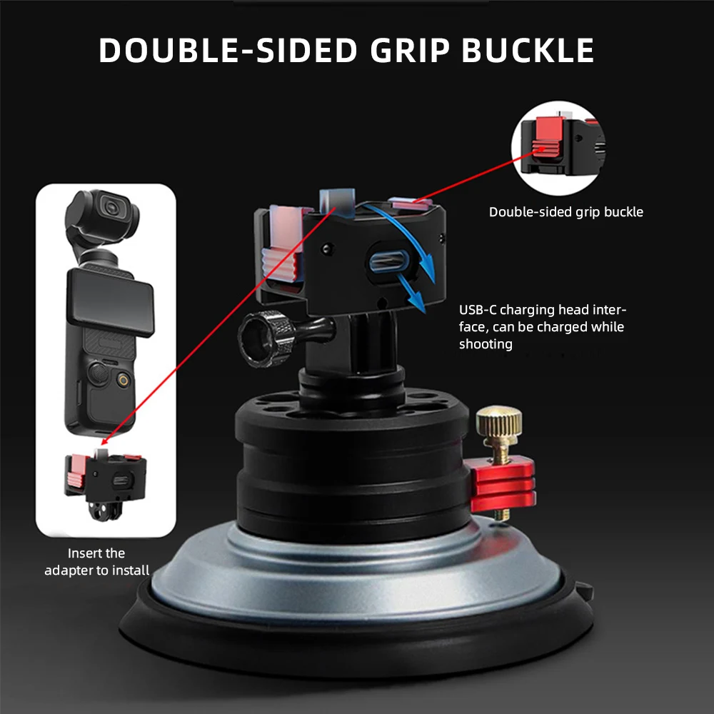 Крепление на вакуумную присоску для DJI Pocket 3, мультирасширительное автомобильное лобовое стекло, держатель для приборной панели, адаптер, аксессуары для настольного крепления