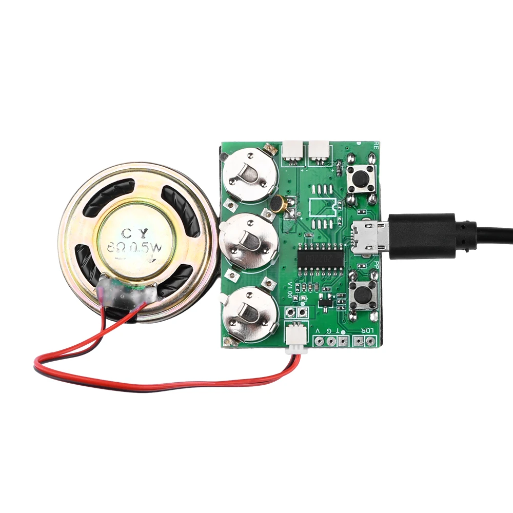 100s Recordable Sound Module Button Control Sound Chip Board DIY Voice Greeting Card Audio Module with Speaker