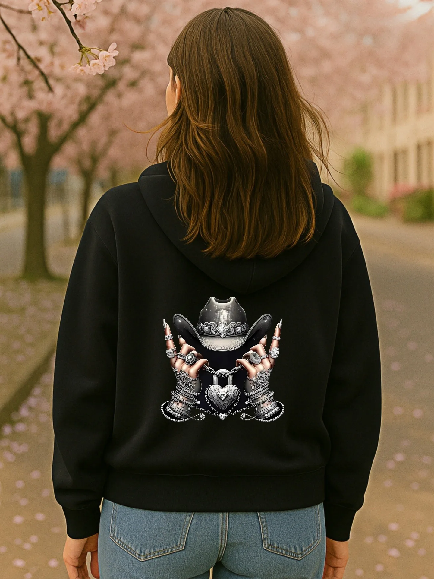 هوديي جرافيك للنساء، تصميم جمجمة ويد جمالي، ملابس شارع كاجوال، قماش ناعم، ملابس يومية غير رسمية، للشباب #2