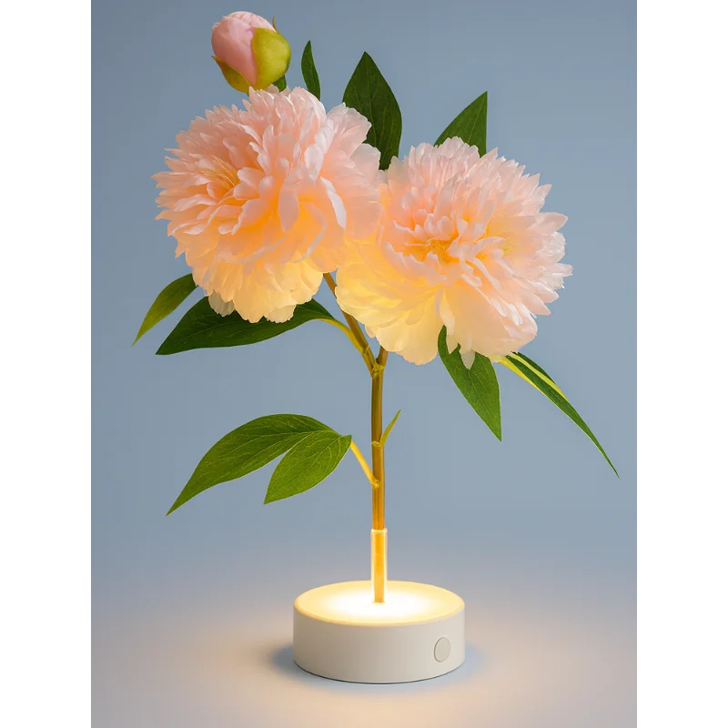 Pioen gesimuleerde bloem sfeer kleine bureaulamp nachtlampje cadeau aanbeveling