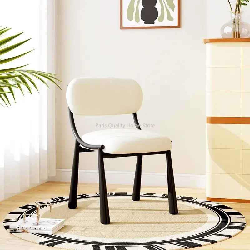 

Lamb Chair Bedroom Dressing Home Dining Chair Simple Casual Back Black Metal Chair