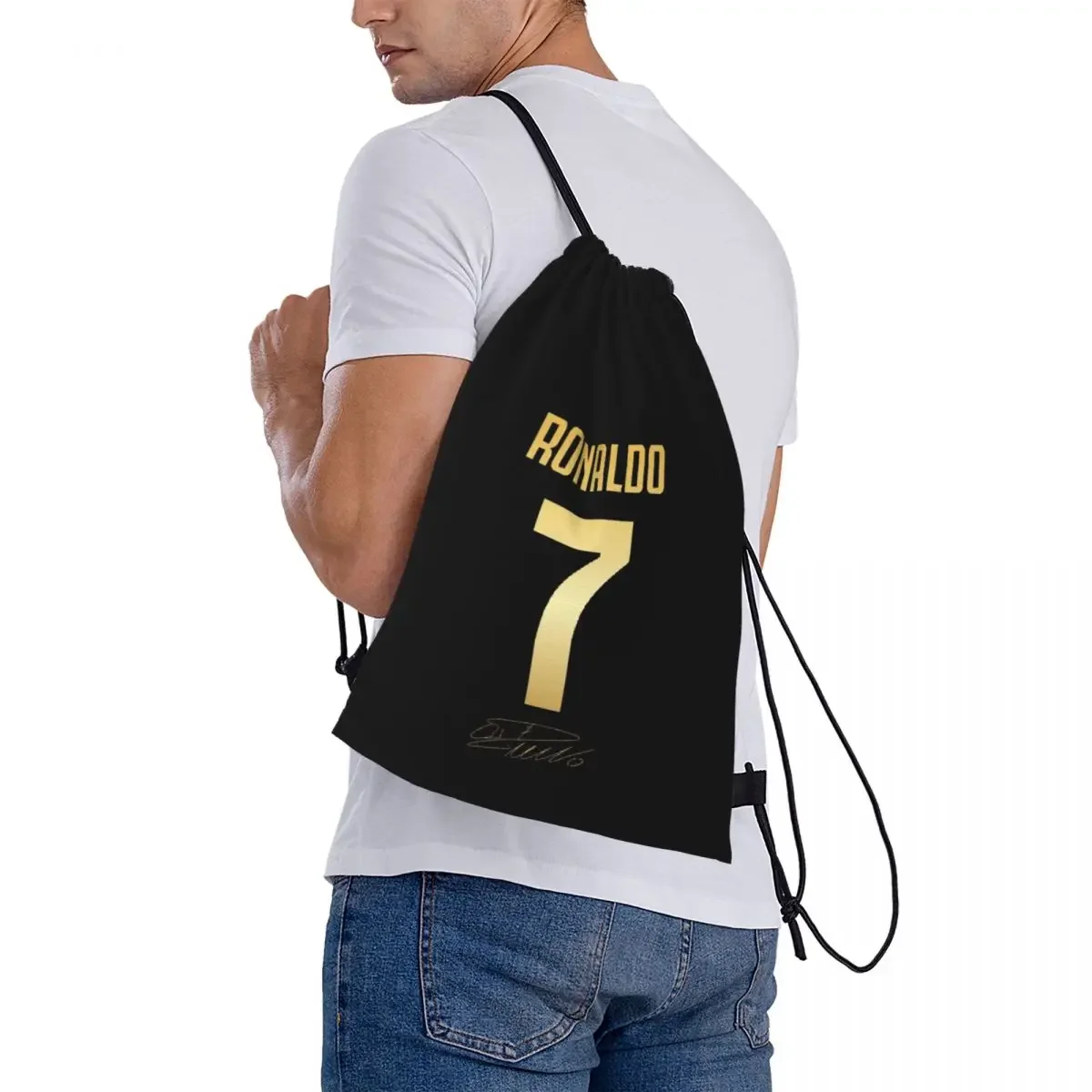 CR7 Cristiano Ronaldo Backpacks Portable Drawstring Bags Drawstring Bundle Pocket Sundries Bag BookBag For Man Woman Students