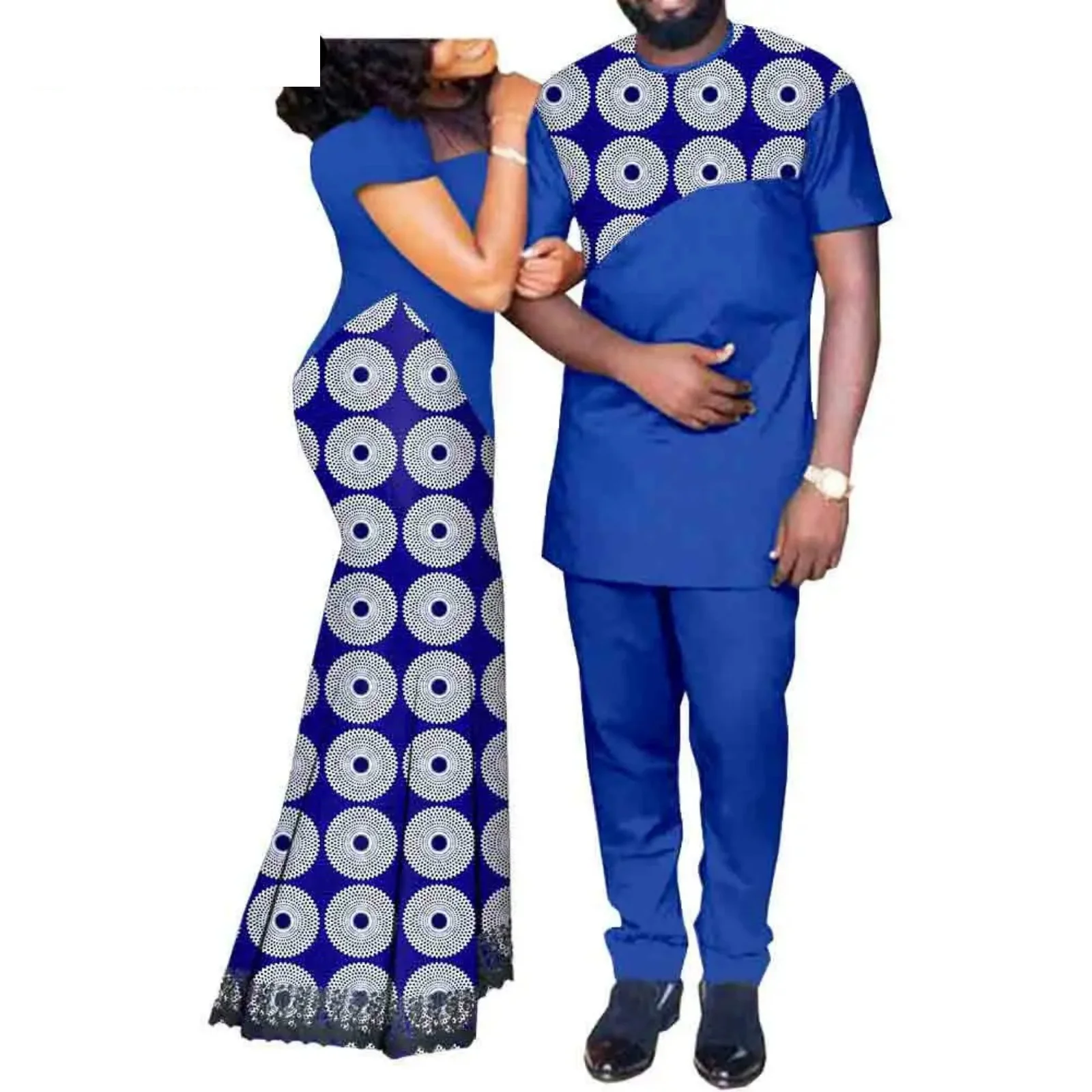 Sale ! African Print Long Mermaid Dresses for Women Match Men Outfits Men's Leisure Suit Suits for Men Clothes for Men Tracksuit