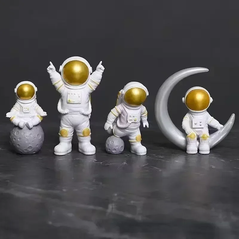 Astronaut Figure Statue for Kids, Spaceman Sculpture, Educational Toy, Desktop, Home Decoration, Model Gift, 4Pcs