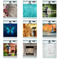 3D Self Adhesive Wine Bucket Cat Butterfly Wooden Door Dishwasher Stickers Flower Wall Sticker Cover Kitchen Accessories Decor