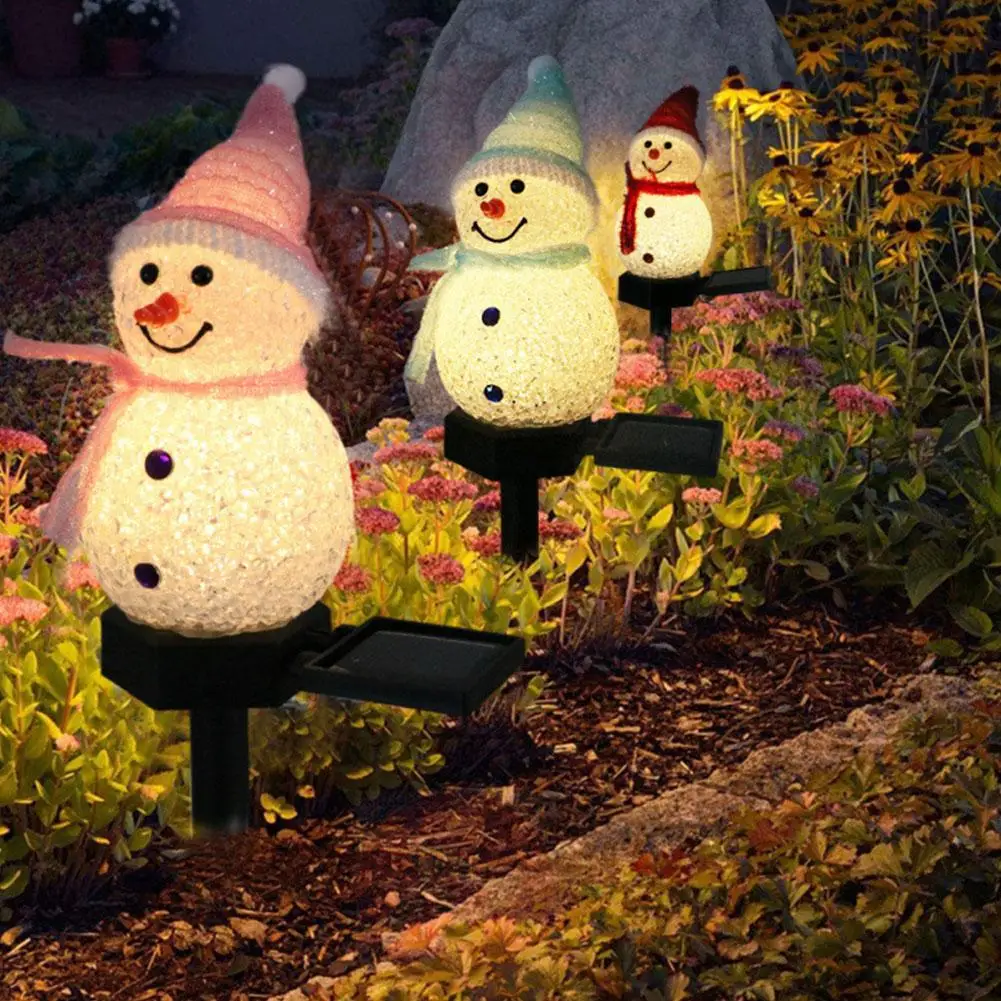 크리스마스 태양광 조명 4색 눈사람 야외 지상 설치 램프 정원 크리스마스 분위기 조경 장식 2025