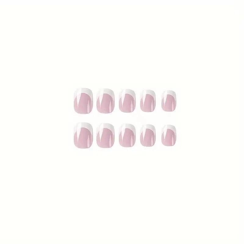 24 ensembles de faux ongles français courts carrés blancs à couverture complète (y compris 1 lime à ongles et 1 jeu d'autocollants de colle pour ongles) adaptés comme cadeau pour les filles, les mères ou les femmes