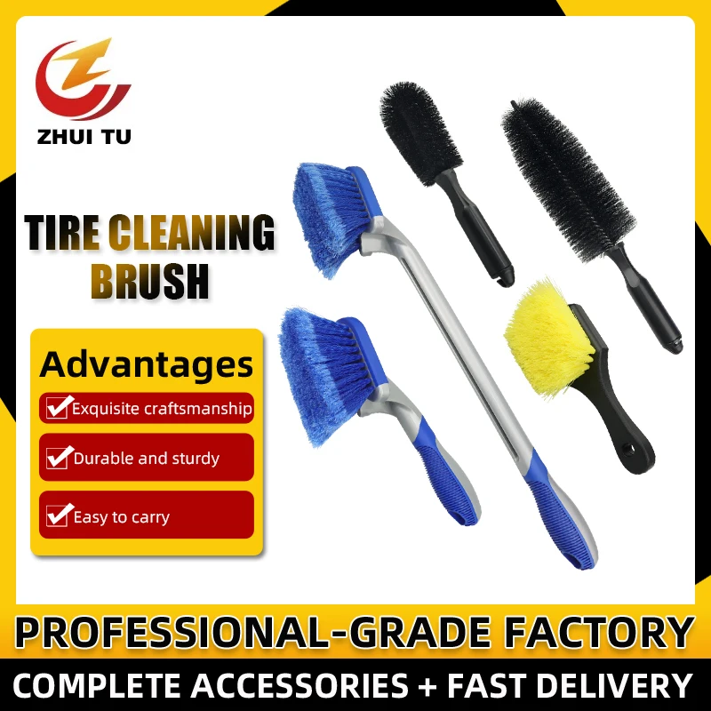 Car Wash Kit  Wheel Soft Brush Tire Cleaner Washing Tools For Auto Detailing Motorcycle Wheel Scrub Cleaning Tools