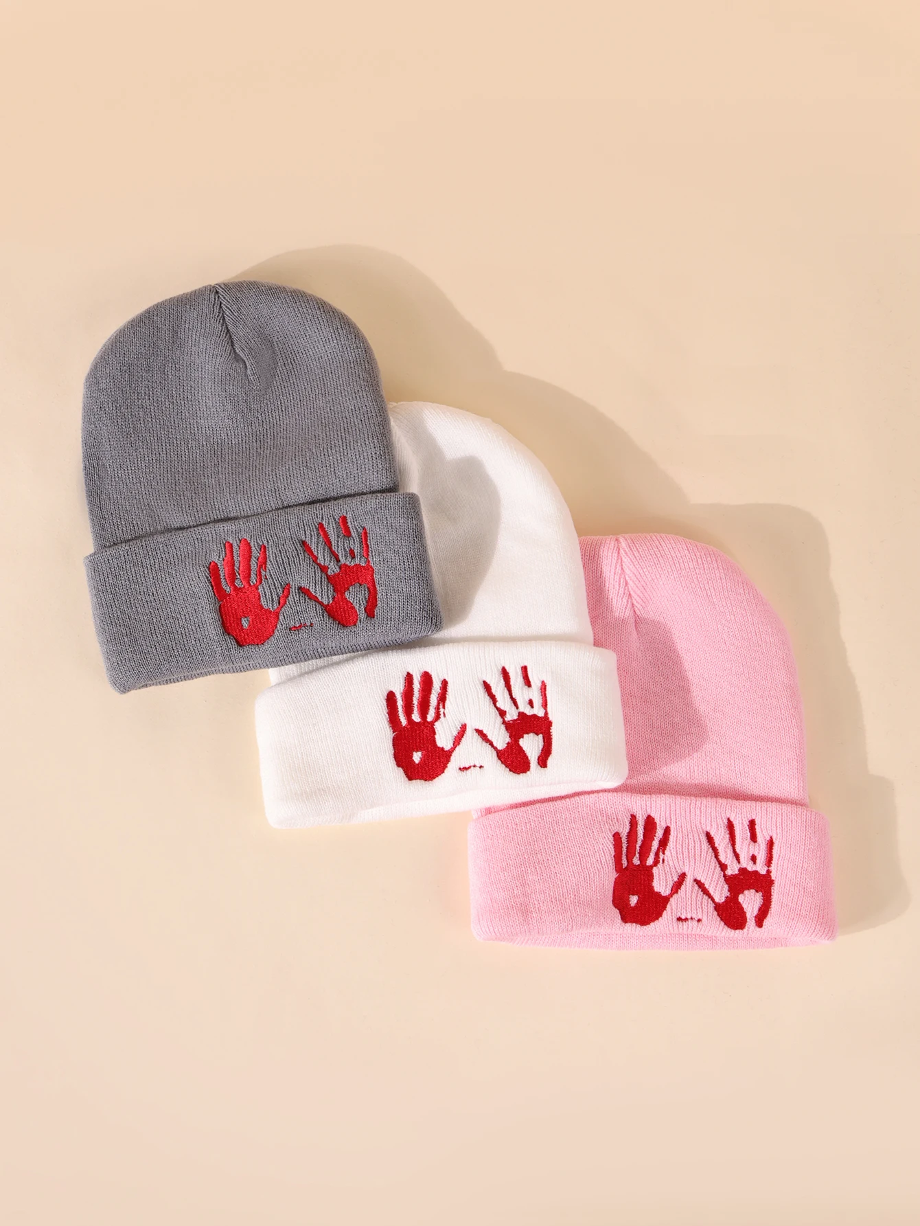 

1/3/5 шт., теплая вязаная шапка с вышитым узором для пары, многофункциональная повседневная уличная модная толстовка в стиле хип-хоп, вязаная холодная шапка