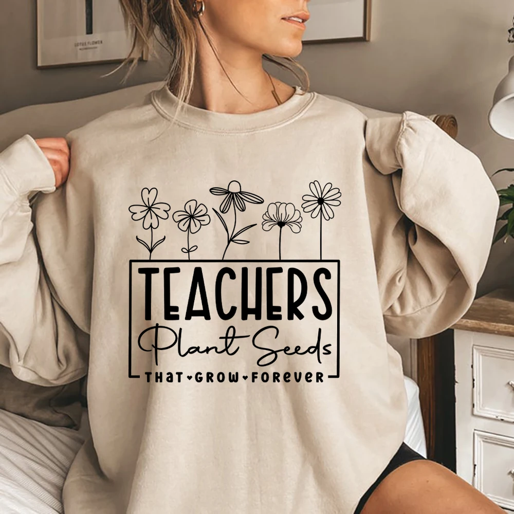 Teachers Plant Seeds That Grow Forever Sweatshirt Retro Teacher Flower Shirt Funny Teacher Tshirts Gifts for Teacher