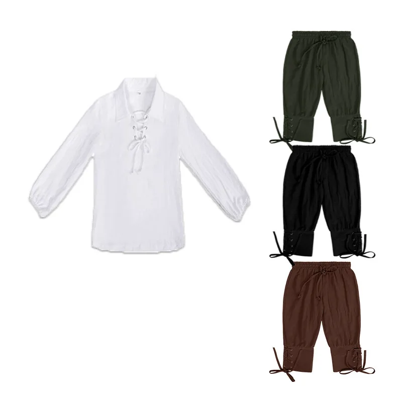 

New Product: Boys' Medieval Pirate Set - Shirt And 3/4 Pants Children's Renaissance Halloween Costume