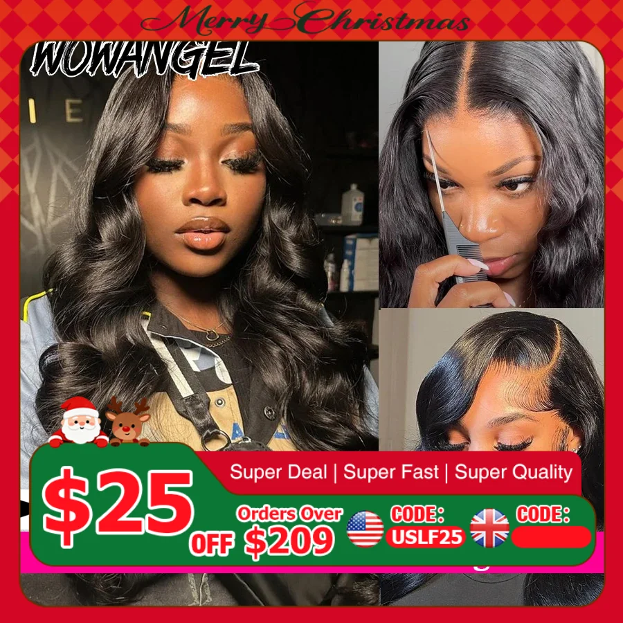 WOWANGEL 13x6 HD Lace Front Wigs 34inch Body Wave Glueless Human Hair Wig 250% Pre Plucked Skins Melted Brazilian Hair For Wowen
