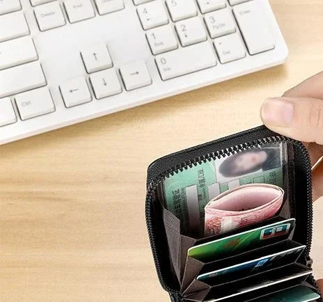 1pc Credit Card Bag Korean Edition Portable Women's Men's Short Bank Card Cover Business Card Clip Zipper Vertical Handheld Bag